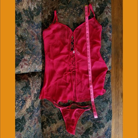 Vintage, sexy red w sparkles, short, chemise lingerie, nightdress, XL, La Senza - Picture 3 of 6